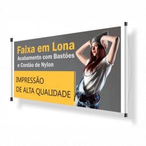 FAIXA LONA (MEDIDAS PADRÃO) Lona 380g Escolha o Tamanho 4x0  Bastão e 4 ilhoses 