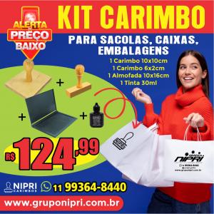 KIT CARIMBO PERSONALIZADO 1 Carimbo 6x2cm 1 Carimbo 10x10cm  1 Almofada 10x16cm 1 Tinta 30ml 